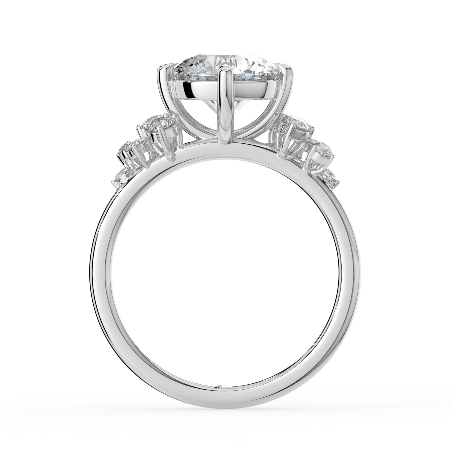 The Aurora Ring  - Round with Round Brilliant Accents