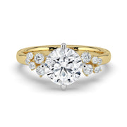 The Lumina Ring — Round with Round Brilliant Accents Lab-Grown Diamond Engagement Ring in Two-Tone Yellow and White Gold | The Jewel Concierge