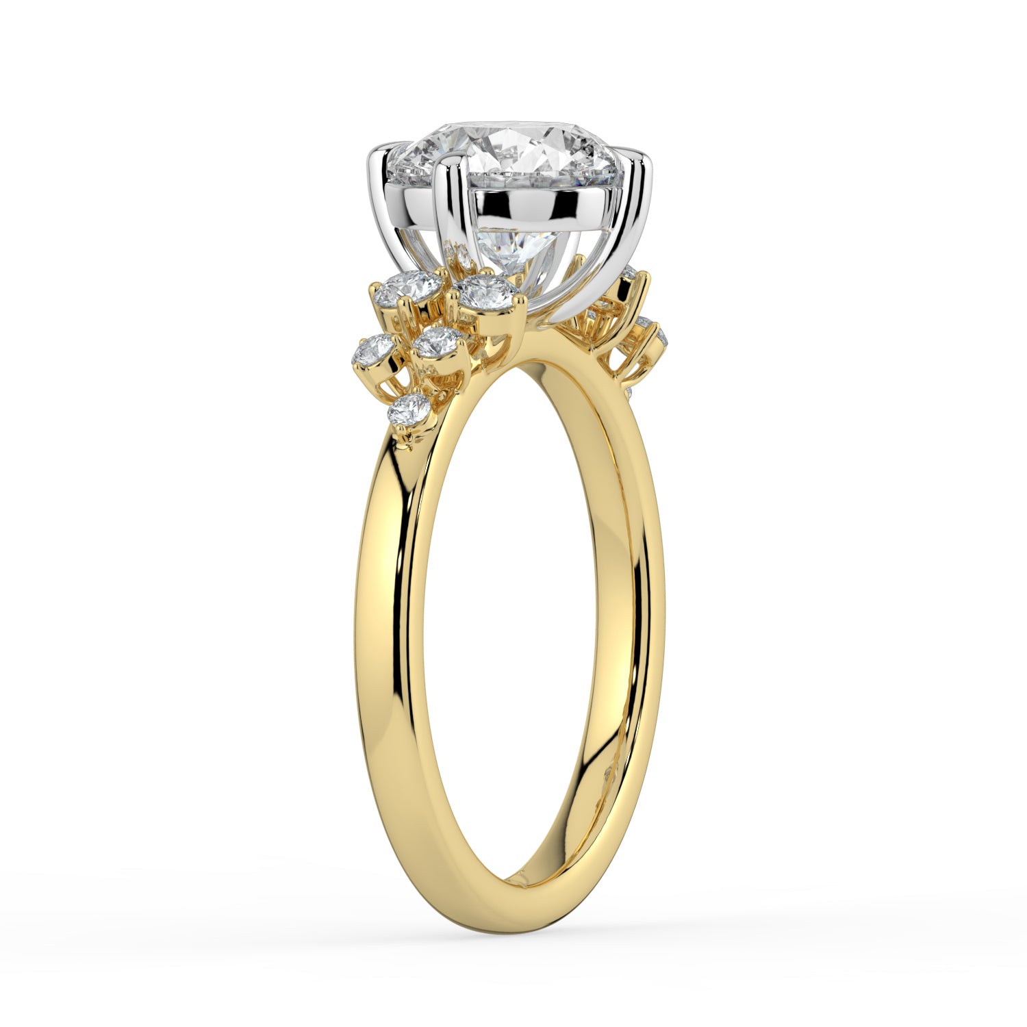 The Aurora Ring  - Round with Round Brilliant Accents
