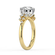 The Lumina Ring — Round with Round Brilliant Accents Lab-Grown Diamond Engagement Ring in Two-Tone Yellow and White Gold | The Jewel Concierge