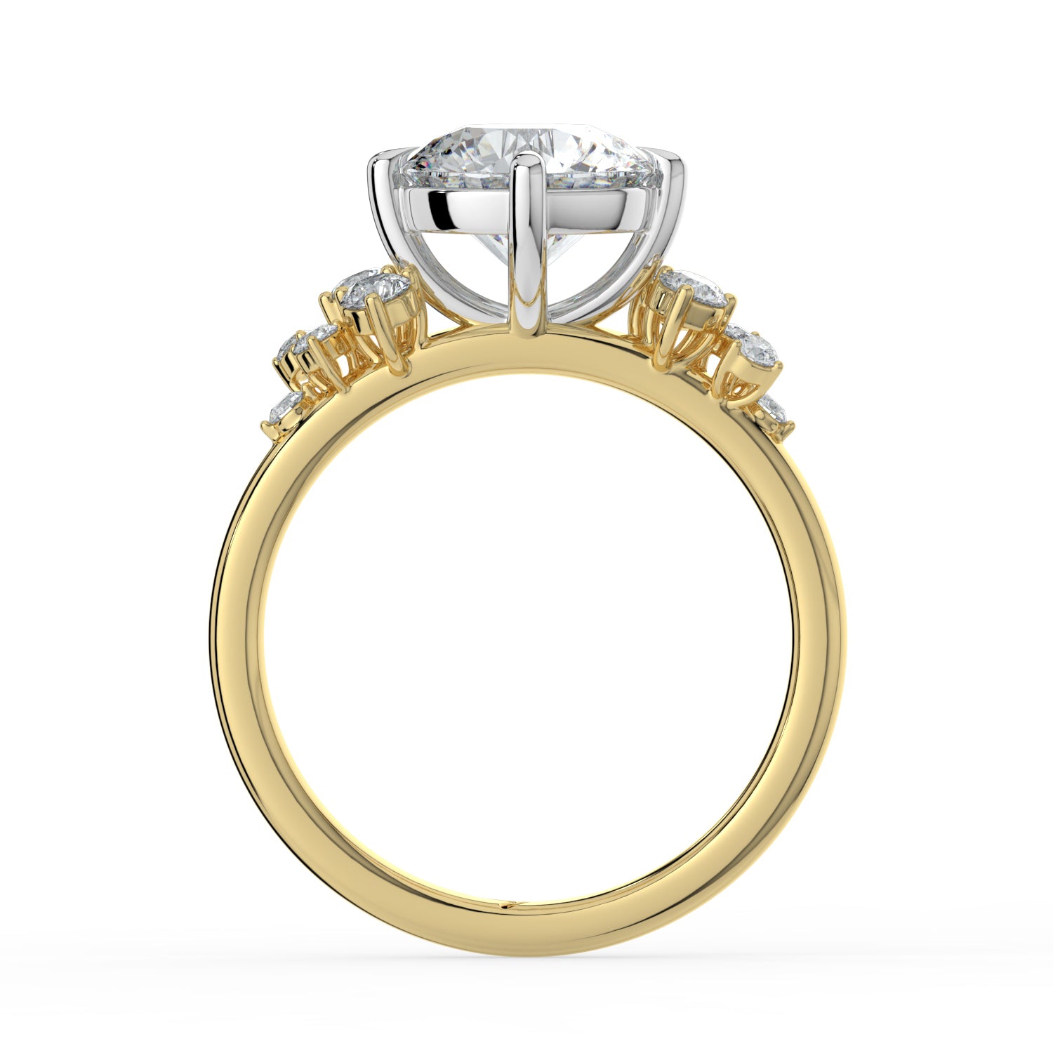 The Aurora Ring  - Round with Round Brilliant Accents