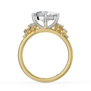 The Lumina Ring — Round with Round Brilliant Accents Lab-Grown Diamond Engagement Ring in Two-Tone Yellow and White Gold | The Jewel Concierge