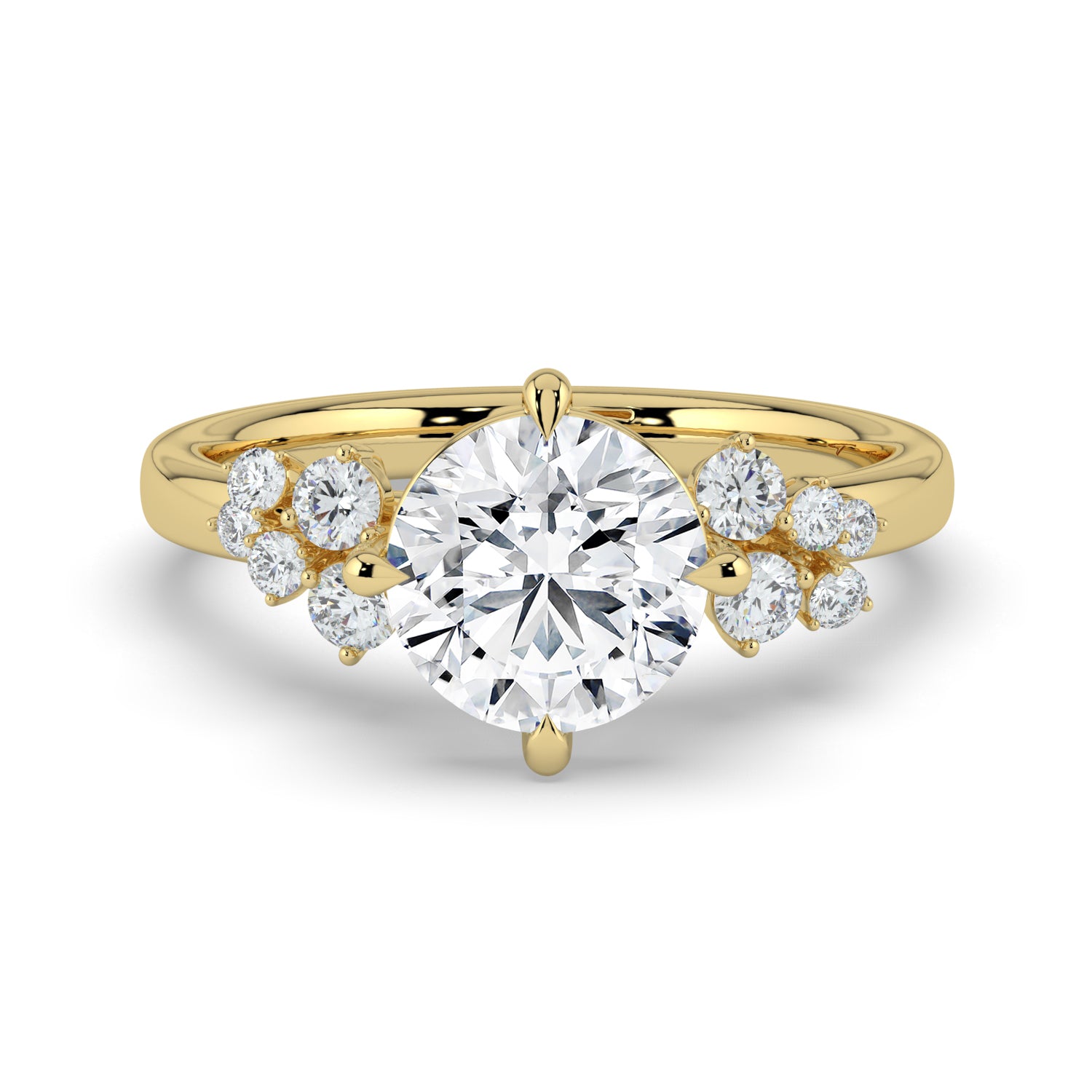 The Aurora Ring  - Round with Round Brilliant Accents