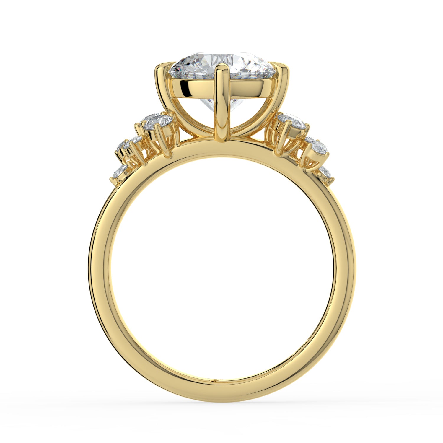 The Aurora Ring  - Round with Round Brilliant Accents