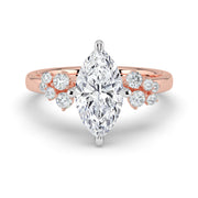 The Lumina Ring — Marquise with Round Brilliant Accents Lab-Grown Diamond Engagement Ring in Two-Tone Rose and White Gold | The Jewel Concierge