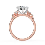 The Lumina Ring — Marquise with Round Brilliant Accents Lab-Grown Diamond Engagement Ring in Two-Tone Rose and White Gold | The Jewel Concierge