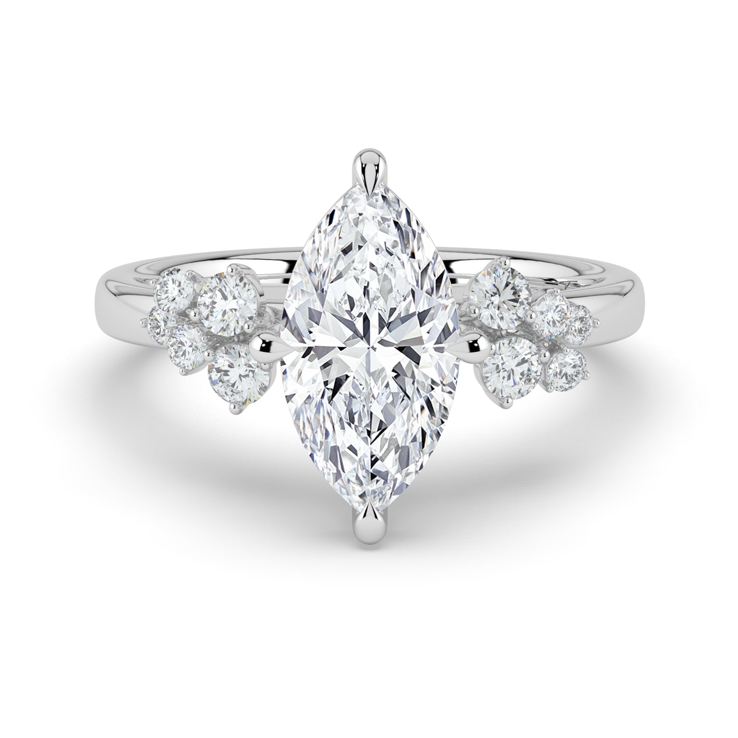 The Aurora Ring - Marquise with Round Brilliant Accents