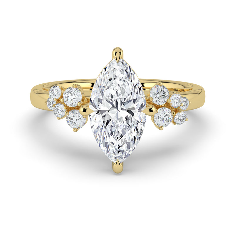 The Lumina Ring – Marquise with Round Brilliant Accents in 14K Yellow Gold – The Jewel Concierge