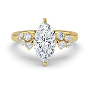 The Lumina Ring — Marquise with Round Brilliant Accents Lab-Grown Diamond Engagement Ring in Yellow Gold | The Jewel Concierge