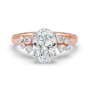 The Lumina Ring — Oval with Round Brilliant Accents Lab-Grown Diamond Engagement Ring in Two-Tone Rose and White Gold | The Jewel Concierge