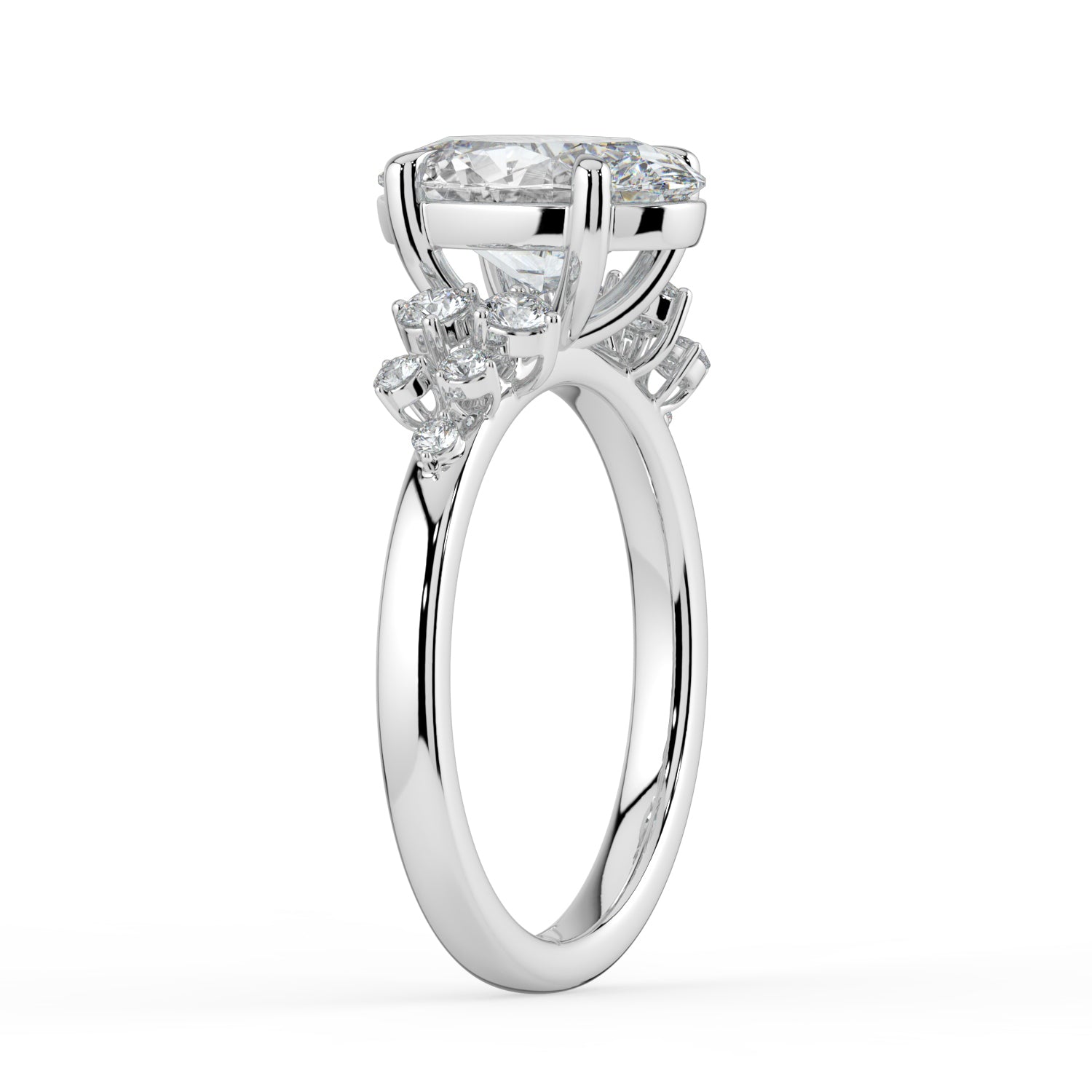 The Aurora Ring - Oval with Round Brilliant Accents