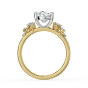 The Lumina Ring — Oval with Round Brilliant Accents Lab-Grown Diamond Engagement Ring in Two-Tone Yellow and White Gold | The Jewel Concierge