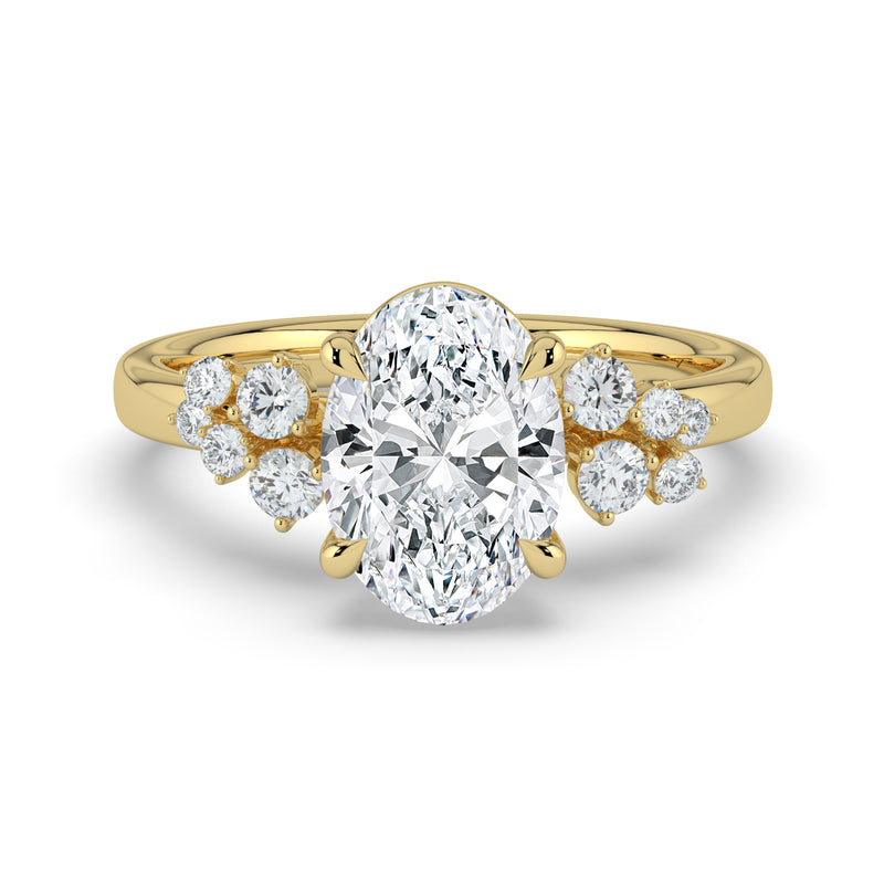 The Lumina Ring – Oval with Round Brilliant Accents in 14K Yellow Gold – The Jewel Concierge