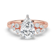 The Lumina Ring — Pear with Round Brilliant Accents Lab-Grown Diamond Engagement Ring in Two-Tone Rose and White Gold | The Jewel Concierge