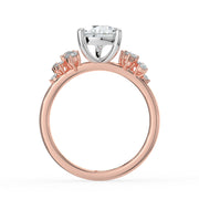 The Lumina Ring — Pear with Round Brilliant Accents Lab-Grown Diamond Engagement Ring in Two-Tone Rose and White Gold | The Jewel Concierge