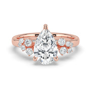 The Lumina Ring — Pear with Round Brilliant Accents Lab-Grown Diamond Engagement Ring in Rose Gold | The Jewel Concierge