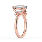 The Lumina Ring — Pear with Round Brilliant Accents Lab-Grown Diamond Engagement Ring in Rose Gold | The Jewel Concierge