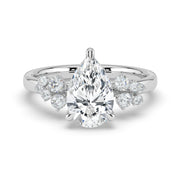 The Lumina Ring — Pear with Round Brilliant Accents Lab-Grown Diamond Engagement Ring in White Gold | The Jewel Concierge