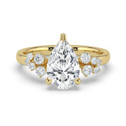 The Lumina Ring — Pear with Round Brilliant Accents Lab-Grown Diamond Engagement Ring in Yellow Gold | The Jewel Concierge