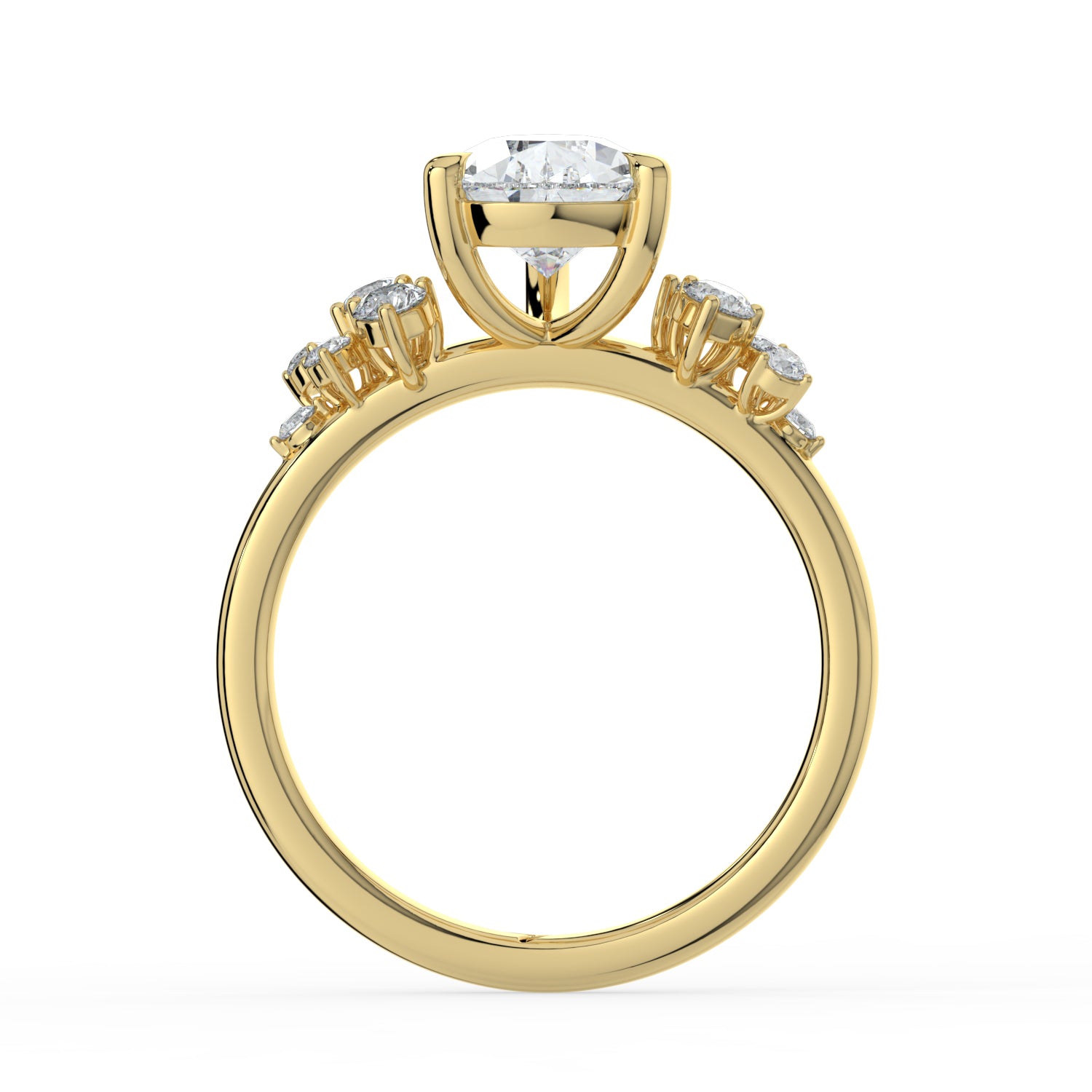 The Aurora Ring - Pear with Round Brilliant Accents