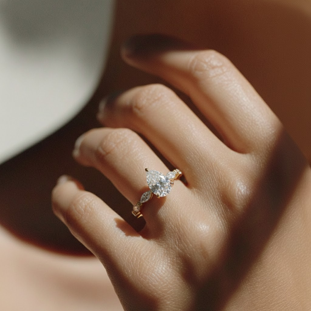 The Vega Ring - Pear with Marquise & Round Accents