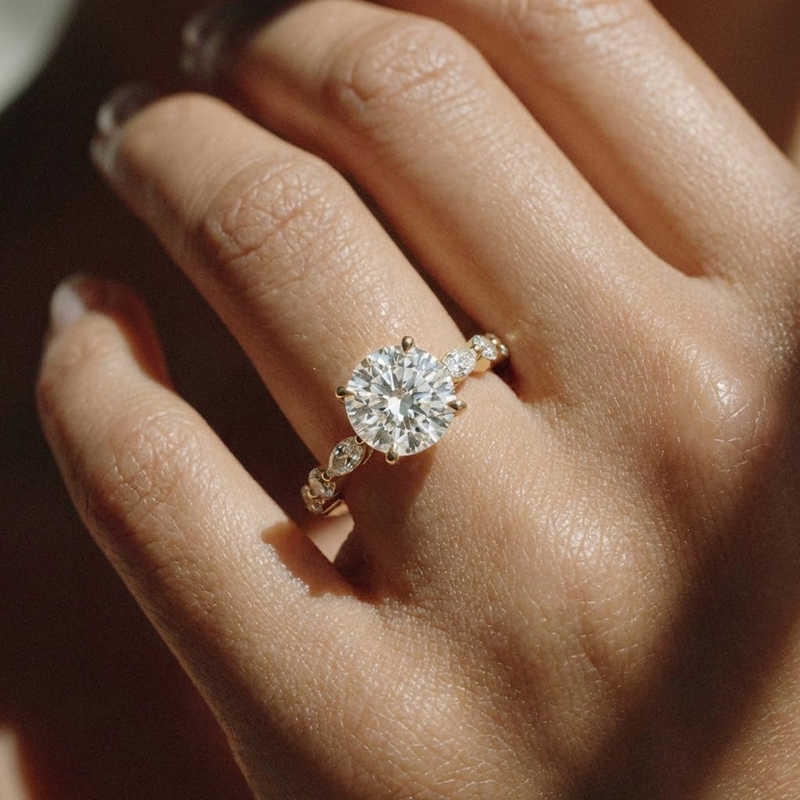 The Vega Ring – Round with Marquise & Round Accents in 14K White Gold – The Jewel Concierge