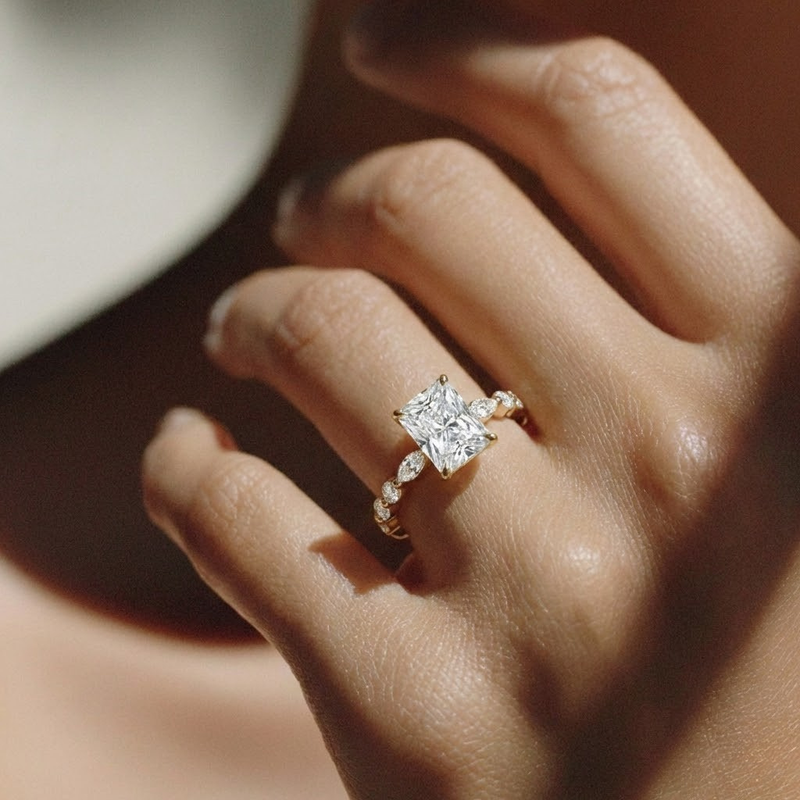 The Vega Ring – Radiant with Marquise & Round Accents in 14K White Gold – The Jewel Concierge