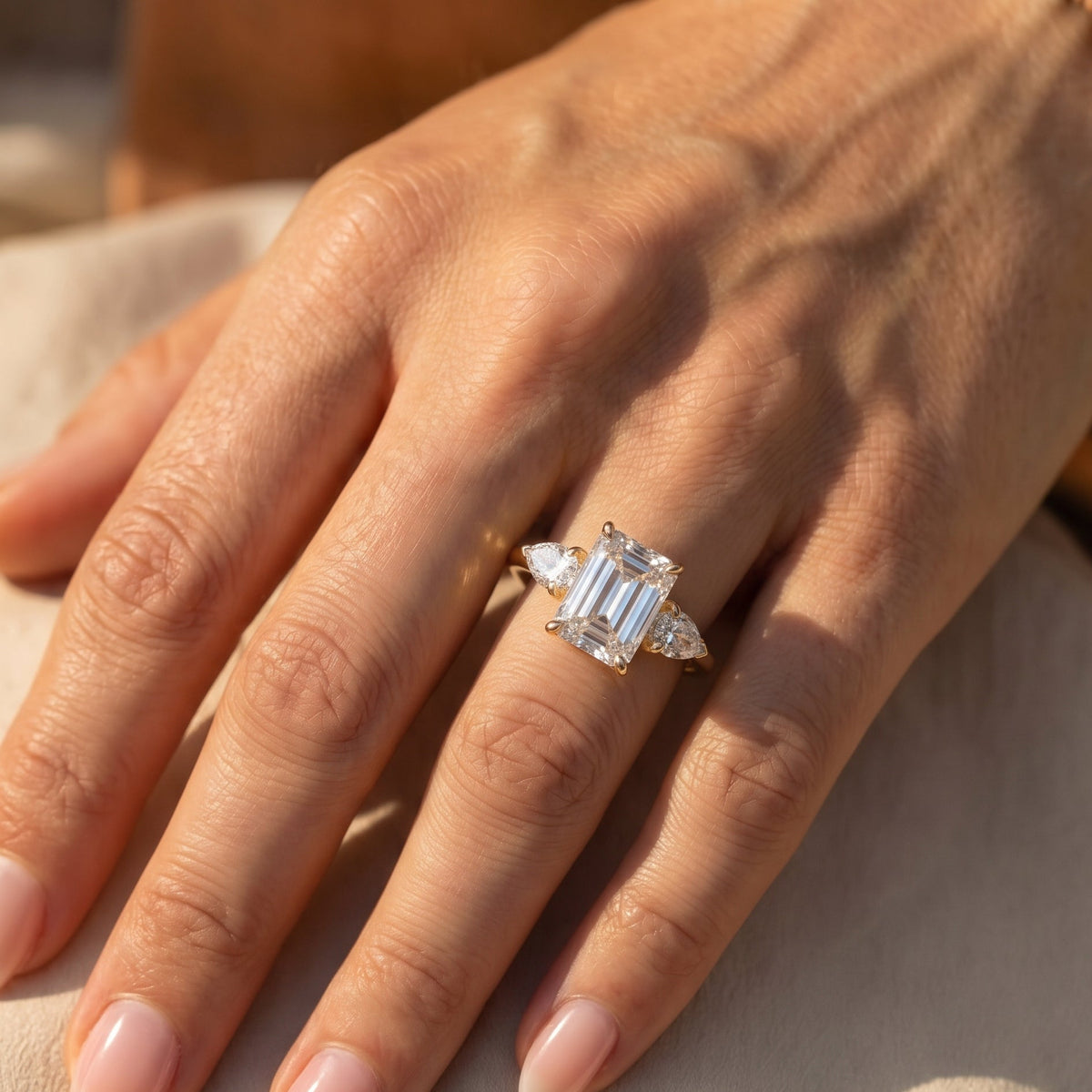 The Vivienne Ring — Emerald and Pear Trilogy Lab-Grown Diamond Engagement Ring | The Jewel Concierge