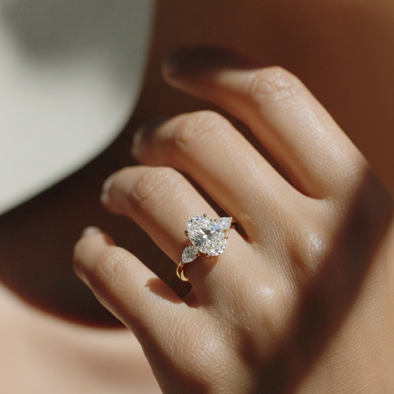 The Vivienne Ring – Oval and Pear Trilogy in 14K White Gold – The Jewel Concierge