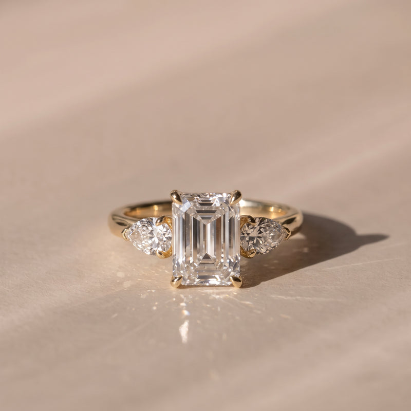 The Vivienne Ring — Emerald and Pear Trilogy Lab-Grown Diamond Engagement Ring | The Jewel Concierge
