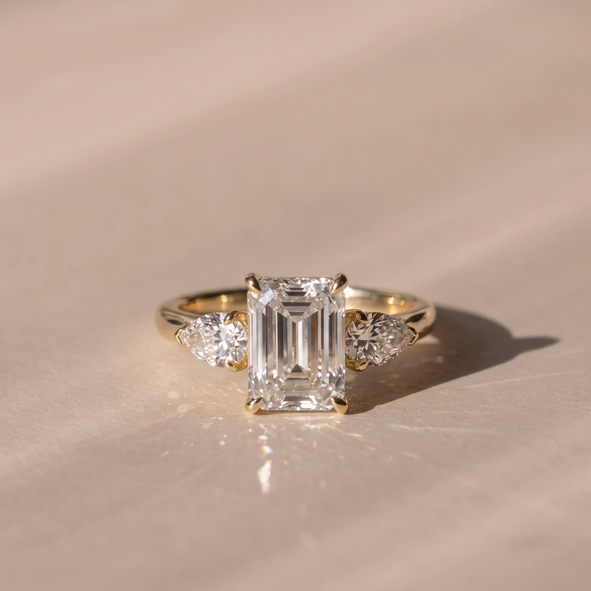 The Vivienne Ring — Emerald and Pear Trilogy Lab-Grown Diamond Engagement Ring | The Jewel Concierge