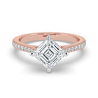 The Zariya Ring — Asscher Cathedral Solitaire with Hidden Halo & Pavé Band Lab-Grown Diamond Engagement Ring in Two-Tone Rose and White Gold | The Jewel Concierge