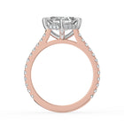 The Zariya Ring — Asscher Cathedral Solitaire with Hidden Halo & Pavé Band Lab-Grown Diamond Engagement Ring in Two-Tone Rose and White Gold | The Jewel Concierge