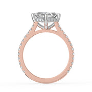 The Zariya Ring — Asscher Cathedral Solitaire with Hidden Halo & Pavé Band Lab-Grown Diamond Engagement Ring in Two-Tone Rose and White Gold | The Jewel Concierge