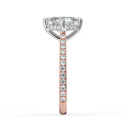The Zariya Ring — Asscher Cathedral Solitaire with Hidden Halo & Pavé Band Lab-Grown Diamond Engagement Ring in Two-Tone Rose and White Gold | The Jewel Concierge