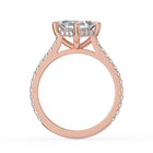 The Zariya Ring — Asscher Cathedral Solitaire with Hidden Halo & Pavé Band Lab-Grown Diamond Engagement Ring in Rose Gold | The Jewel Concierge