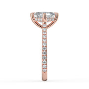 The Zariya Ring — Asscher Cathedral Solitaire with Hidden Halo & Pavé Band Lab-Grown Diamond Engagement Ring in Rose Gold | The Jewel Concierge