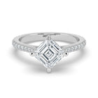 The Zariya Ring — Asscher Cathedral Solitaire with Hidden Halo & Pavé Band Lab-Grown Diamond Engagement Ring in White Gold | The Jewel Concierge