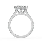 The Zariya Ring — Asscher Cathedral Solitaire with Hidden Halo & Pavé Band Lab-Grown Diamond Engagement Ring in White Gold | The Jewel Concierge