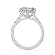 The Zariya Ring — Asscher Cathedral Solitaire with Hidden Halo & Pavé Band Lab-Grown Diamond Engagement Ring in White Gold | The Jewel Concierge