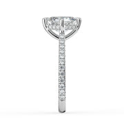 The Zariya Ring — Asscher Cathedral Solitaire with Hidden Halo & Pavé Band Lab-Grown Diamond Engagement Ring in White Gold | The Jewel Concierge