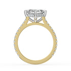 The Zariya Ring — Asscher Cathedral Solitaire with Hidden Halo & Pavé Band Lab-Grown Diamond Engagement Ring in Two-Tone Yellow and White Gold | The Jewel Concierge