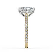 The Zariya Ring — Asscher Cathedral Solitaire with Hidden Halo & Pavé Band Lab-Grown Diamond Engagement Ring in Two-Tone Yellow and White Gold | The Jewel Concierge