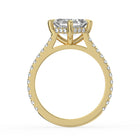 The Zariya Ring — Asscher Cathedral Solitaire with Hidden Halo & Pavé Band Lab-Grown Diamond Engagement Ring in Yellow Gold | The Jewel Concierge