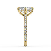 The Zariya Ring — Asscher Cathedral Solitaire with Hidden Halo & Pavé Band Lab-Grown Diamond Engagement Ring in Yellow Gold | The Jewel Concierge