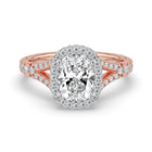 The Elara Ring - Elongated Cushion Orbital Halo with Split Pavé Band