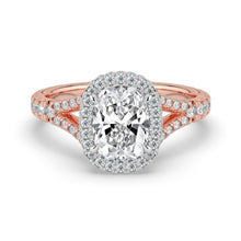The Elara Ring - Elongated Cushion Orbital Halo with Split Pavé Band