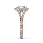 The Elara Ring - Elongated Cushion Orbital Halo with Split Pavé Band
