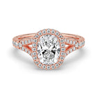 The Elara Ring - Elongated Cushion Orbital Halo with Split Pavé Band