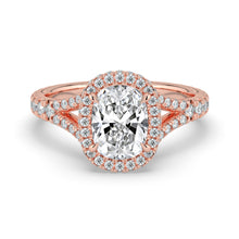 The Elara Ring - Elongated Cushion Orbital Halo with Split Pavé Band